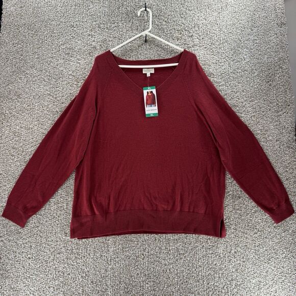 Lucky Brand Sweater Womens Extra Large Red V Neck Pullover New With Tags Ladies - Picture 1 of 14